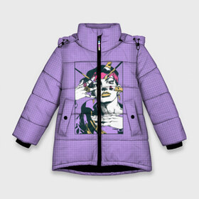 Зимняя куртка для девочек 3D с принтом Kishibe Rohan in Purple , ткань верха — 100% полиэстер; подклад — 100% полиэстер, утеплитель — 100% полиэстер. | длина ниже бедра, удлиненная спинка, воротник стойка и отстегивающийся капюшон. Есть боковые карманы с листочкой на кнопках, утяжки по низу изделия и внутренний карман на молнии. 

Предусмотрены светоотражающий принт на спинке, радужный светоотражающий элемент на пуллере молнии и на резинке для утяжки. | diamond is unbreakable | heavens door | jjba | jojo | kishibe | rohan
