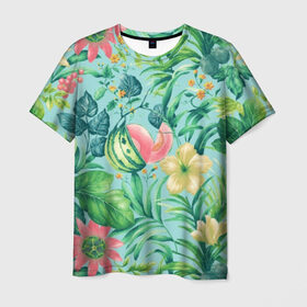 Мужская футболка 3D с принтом Тропики , 100% полиэфир | прямой крой, круглый вырез горловины, длина до линии бедер | 2019 | 2020 | в отпуск | весна | гаваи | гавайи | гавайская | для отпуска | лето | листья | море | настроение | осень | отдых | отпуск | пальма | пальмы | пляж | пляжная | путешественник