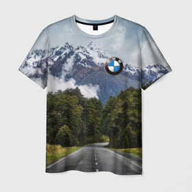 Мужская футболка 3D с принтом BMW , 100% полиэфир | прямой крой, круглый вырез горловины, длина до линии бедер | asphalt | bmw | clouds | forest | mountains | nature | road | route | sky | snow | top | асфальт | бмв | вершина | горы | дорога | лес | небо | облака | природа | снег | трасса