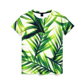 Женская футболка 3D с принтом Лист Пальмы , 100% полиэфир ( синтетическое хлопкоподобное полотно) | прямой крой, круглый вырез горловины, длина до линии бедер | 2019 | 2020 | summer | в отпуск | весна | гаваи | гавайи | гавайская | для отпуска | лето | листья | море | настроение | осень | отдых | отпуск | пальма | пальмы | пляж | пляжная | путешественник | цветочки | цветы