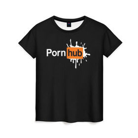 Женская футболка 3D с принтом PORN HUB , 100% полиэфир ( синтетическое хлопкоподобное полотно) | прямой крой, круглый вырез горловины, длина до линии бедер | логотип | пошлое