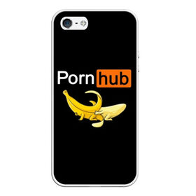 Чехол для iPhone 5/5S матовый с принтом PORN HUB , Силикон | Область печати: задняя сторона чехла, без боковых панелей | банан | бананы | логотип | пошлое