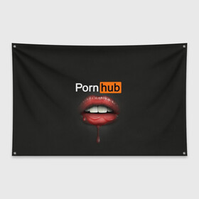 Флаг-баннер с принтом PORN HUB , 100% полиэстер | размер 67 х 109 см, плотность ткани — 95 г/м2; по краям флага есть четыре люверса для крепления | губы | логотип | пошлое