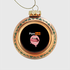 Стеклянный ёлочный шар с принтом PORN HUB , Стекло | Диаметр: 80 мм | Тематика изображения на принте: губы | логотип | пошлое