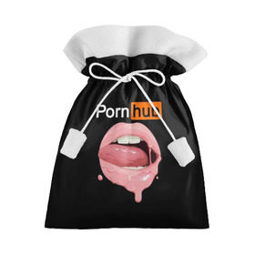 Подарочный 3D мешок с принтом PORN HUB , 100% полиэстер | Размер: 29*39 см | Тематика изображения на принте: губы | логотип | пошлое