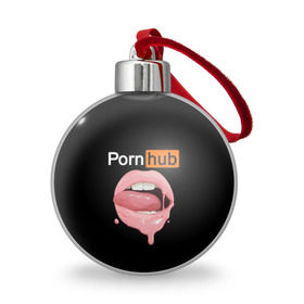 Ёлочный шар с принтом PORN HUB , Пластик | Диаметр: 77 мм | Тематика изображения на принте: губы | логотип | пошлое