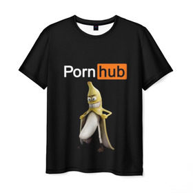 Мужская футболка 3D с принтом PORN HUB , 100% полиэфир | прямой крой, круглый вырез горловины, длина до линии бедер | Тематика изображения на принте: банан | логотип | пошлое