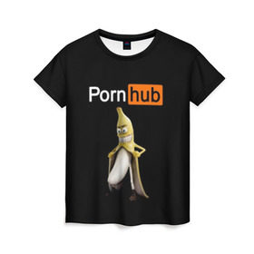 Женская футболка 3D с принтом PORN HUB , 100% полиэфир ( синтетическое хлопкоподобное полотно) | прямой крой, круглый вырез горловины, длина до линии бедер | банан | логотип | пошлое