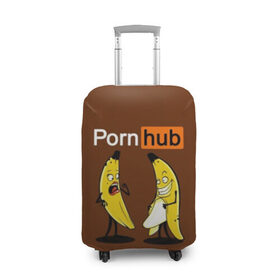 Чехол для чемодана 3D с принтом PORN HUB , 86% полиэфир, 14% спандекс | двустороннее нанесение принта, прорези для ручек и колес | бананы | логотип | пошлое