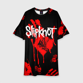 Детское платье 3D с принтом Slipknot (1) , 100% полиэстер | прямой силуэт, чуть расширенный к низу. Круглая горловина, на рукавах — воланы | horror | music | not | rock | slipk | slipknot | кровь | музыка | рок | слипкнот | ужасы