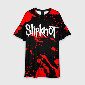 Детское платье 3D с принтом Slipknot (2) , 100% полиэстер | прямой силуэт, чуть расширенный к низу. Круглая горловина, на рукавах — воланы | horror | music | not | rock | slipk | slipknot | кровь | музыка | рок | слипкнот | ужасы
