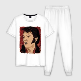 Мужская пижама хлопок с принтом Элвис Пресли , 100% хлопок | брюки и футболка прямого кроя, без карманов, на брюках мягкая резинка на поясе и по низу штанин
 | американский. певец. актёр. король рок н ролл