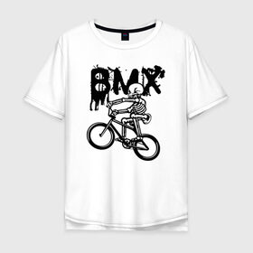 Мужская футболка хлопок Oversize с принтом BMX , 100% хлопок | свободный крой, круглый ворот, “спинка” длиннее передней части | Тематика изображения на принте: bike | bmx | bones | extreme | skeleton | skull | sport | велосипед | скелет | спорт | череп | экстрим