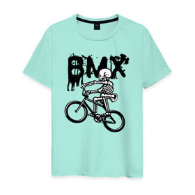 Мужская футболка хлопок с принтом BMX , 100% хлопок | прямой крой, круглый вырез горловины, длина до линии бедер, слегка спущенное плечо. | bike | bmx | bones | extreme | skeleton | skull | sport | велосипед | скелет | спорт | череп | экстрим