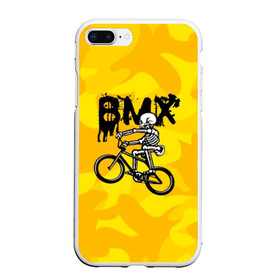 Чехол для iPhone 7Plus/8 Plus матовый с принтом BMX , Силикон | Область печати: задняя сторона чехла, без боковых панелей | bike | bmx | bones | extreme | skeleton | skull | sport | велосипед | скелет | спорт | череп | экстрим