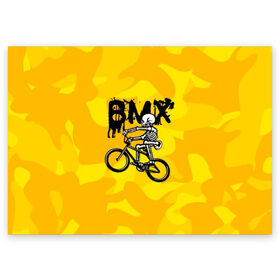Поздравительная открытка с принтом BMX , 100% бумага | плотность бумаги 280 г/м2, матовая, на обратной стороне линовка и место для марки
 | bike | bmx | bones | extreme | skeleton | skull | sport | велосипед | скелет | спорт | череп | экстрим