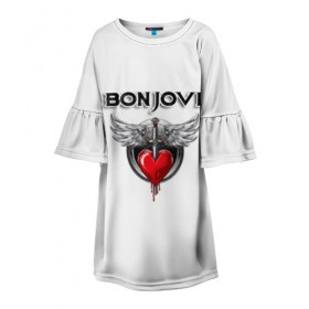 Детское платье 3D с принтом Bon Jovi , 100% полиэстер | прямой силуэт, чуть расширенный к низу. Круглая горловина, на рукавах — воланы | bon jovi | бон джови | музыка | музыкальная группа | песни | рок | рок группа | рокгруппа