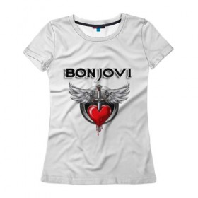 Женская футболка 3D с принтом Bon Jovi , 100% полиэфир ( синтетическое хлопкоподобное полотно) | прямой крой, круглый вырез горловины, длина до линии бедер | bon jovi | бон джови | музыка | музыкальная группа | песни | рок | рок группа | рокгруппа