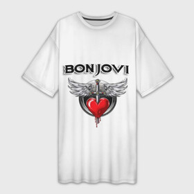 Платье-футболка 3D с принтом Bon Jovi ,  |  | bon jovi | бон джови | музыка | музыкальная группа | песни | рок | рок группа | рокгруппа