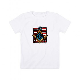 Детская футболка хлопок с принтом Масонство , 100% хлопок | круглый вырез горловины, полуприлегающий силуэт, длина до линии бедер | великая ложа россии | иллюминаты | масонские символы | масонство | масоны | мистика | тамплиеры | эзотерика