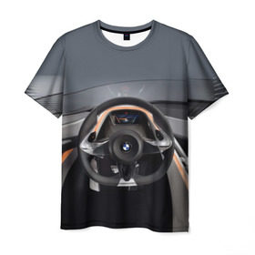 Мужская футболка 3D с принтом BMW , 100% полиэфир | прямой крой, круглый вырез горловины, длина до линии бедер | bmw | car | car interior | steering | windshield | автомобиль | бмв | лобовое стекло | руль | салон