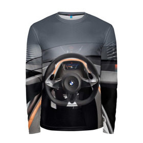 Мужской лонгслив 3D с принтом BMW , 100% полиэстер | длинные рукава, круглый вырез горловины, полуприлегающий силуэт | bmw | car | car interior | steering | windshield | автомобиль | бмв | лобовое стекло | руль | салон