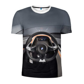 Мужская футболка 3D спортивная с принтом BMW , 100% полиэстер с улучшенными характеристиками | приталенный силуэт, круглая горловина, широкие плечи, сужается к линии бедра | Тематика изображения на принте: bmw | car | car interior | steering | windshield | автомобиль | бмв | лобовое стекло | руль | салон