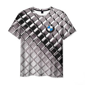 Мужская футболка 3D с принтом BMW , 100% полиэфир | прямой крой, круглый вырез горловины, длина до линии бедер | bmw | metal | pattern | prestige | бмв | металл | престиж | узор
