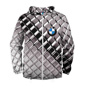 Мужская ветровка 3D с принтом BMW , 100% полиэстер | подол и капюшон оформлены резинкой с фиксаторами, два кармана без застежек по бокам, один потайной карман на груди | bmw | metal | pattern | prestige | бмв | металл | престиж | узор
