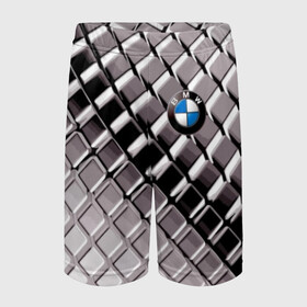 Детские спортивные шорты 3D с принтом BMW ,  100% полиэстер
 | пояс оформлен широкой мягкой резинкой, ткань тянется
 | Тематика изображения на принте: bmw | metal | pattern | prestige | бмв | металл | престиж | узор