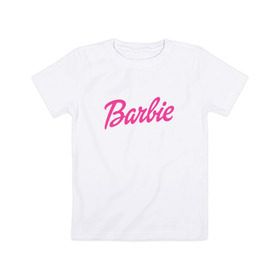 Детская футболка хлопок с принтом Barbie , 100% хлопок | круглый вырез горловины, полуприлегающий силуэт, длина до линии бедер | Тематика изображения на принте: bad | barbie | bratz | girl | princess | team | барби | братц | девочка | дочка | дочь | кукла | куколка | лого | логотип | любимая | невеста | подружка | прекрасная
