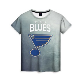 Женская футболка 3D с принтом St. Louis Blues , 100% полиэфир ( синтетическое хлопкоподобное полотно) | прямой крой, круглый вырез горловины, длина до линии бедер | nhl | st. louis blues | блюз | нхл | сент луиз | сент луис | сент луис блюз | тарасенко | хоккей | шайба