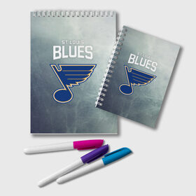 Блокнот с принтом St Louis Blues , 100% бумага | 48 листов, плотность листов — 60 г/м2, плотность картонной обложки — 250 г/м2. Листы скреплены удобной пружинной спиралью. Цвет линий — светло-серый
 | Тематика изображения на принте: nhl | st. louis blues | блюз | нхл | сент луиз | сент луис | сент луис блюз | тарасенко | хоккей | шайба