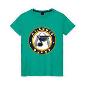 Женская футболка хлопок с принтом St. Louis Blues alt. , 100% хлопок | прямой крой, круглый вырез горловины, длина до линии бедер, слегка спущенное плечо | nhl | st. louis blues | блюз | нхл | сент луиз | сент луис | сент луис блюз | тарасенко | хоккей | шайба