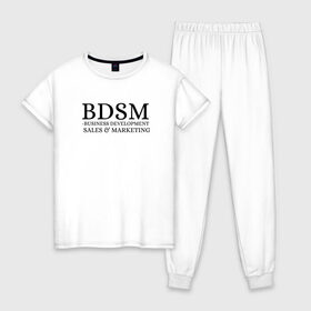 Женская пижама хлопок с принтом BDSM , 100% хлопок | брюки и футболка прямого кроя, без карманов, на брюках мягкая резинка на поясе и по низу штанин | business | development | marketing | sales