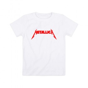 Детская футболка хлопок с принтом METALLICA RED LOGO , 100% хлопок | круглый вырез горловины, полуприлегающий силуэт, длина до линии бедер | matters metallica | music | nothing else | rock | trash metal | группа | музыка | музыканты | рок | трэш металл