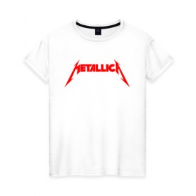 Женская футболка хлопок с принтом METALLICA RED LOGO , 100% хлопок | прямой крой, круглый вырез горловины, длина до линии бедер, слегка спущенное плечо | matters metallica | music | nothing else | rock | trash metal | группа | музыка | музыканты | рок | трэш металл