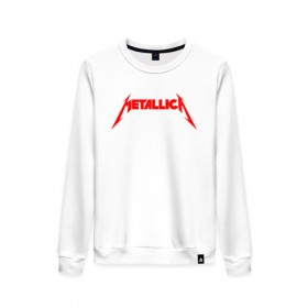 Женский свитшот хлопок с принтом METALLICA RED LOGO , 100% хлопок | прямой крой, круглый вырез, на манжетах и по низу широкая трикотажная резинка  | matters metallica | music | nothing else | rock | trash metal | группа | музыка | музыканты | рок | трэш металл