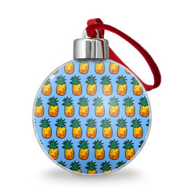 Ёлочный шар с принтом Ананасы (Лето) , Пластик | Диаметр: 77 мм | Тематика изображения на принте: ананас | лето | море | пальмы