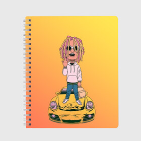 Тетрадь с принтом Lil Pump - Flex Like Ouu , 100% бумага | 48 листов, плотность листов — 60 г/м2, плотность картонной обложки — 250 г/м2. Листы скреплены сбоку удобной пружинной спиралью. Уголки страниц и обложки скругленные. Цвет линий — светло-серый
 | flex like ouu | gucci | gucci gang | hip hop | lil | lil pump | pump | rap | trap | гучи | гучи гэнг | лил | лил памп | насос | памп | рэп | трэп | хип хоп