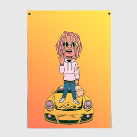 Постер с принтом Lil Pump - Flex Like Ouu , 100% бумага
 | бумага, плотность 150 мг. Матовая, но за счет высокого коэффициента гладкости имеет небольшой блеск и дает на свету блики, но в отличии от глянцевой бумаги не покрыта лаком | flex like ouu | gucci | gucci gang | hip hop | lil | lil pump | pump | rap | trap | гучи | гучи гэнг | лил | лил памп | насос | памп | рэп | трэп | хип хоп