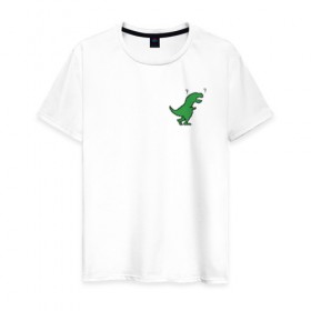 Мужская футболка хлопок с принтом Wtf dinosaur , 100% хлопок | прямой крой, круглый вырез горловины, длина до линии бедер, слегка спущенное плечо. | 