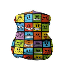 Бандана-труба 3D с принтом Эмодзи , 100% полиэстер, ткань с особыми свойствами — Activecool | плотность 150‒180 г/м2; хорошо тянется, но сохраняет форму | blue | bright | emoji | emotion | funny | green | orange | purple | red | smiley face | yellow | желтый | забавный | зеленый | красный | лицо | оранжевый | смайлик | смешной | фиолетовый | эмодзи | эмоция | яркий