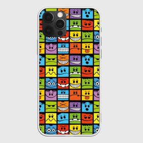Чехол для iPhone 12 Pro Max с принтом Эмодзи , Силикон |  | blue | bright | emoji | emotion | funny | green | orange | purple | red | smiley face | yellow | желтый | забавный | зеленый | красный | лицо | оранжевый | смайлик | смешной | фиолетовый | эмодзи | эмоция | яркий