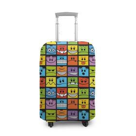 Чехол для чемодана 3D с принтом Эмодзи , 86% полиэфир, 14% спандекс | двустороннее нанесение принта, прорези для ручек и колес | blue | bright | emoji | emotion | funny | green | orange | purple | red | smiley face | yellow | желтый | забавный | зеленый | красный | лицо | оранжевый | смайлик | смешной | фиолетовый | эмодзи | эмоция | яркий