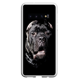 Чехол для Samsung Galaxy S10 с принтом Мастиф , Силикон | Область печати: задняя сторона чехла, без боковых панелей | Тематика изображения на принте: animal | black | collar | dog | friend | look | man | muzzle | взгляд | друг | животное | мастиф | ошейник | пёс | собака | человека | черный