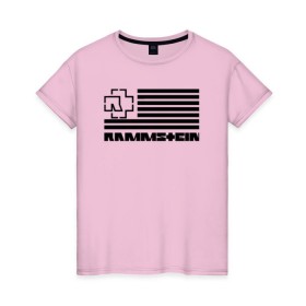Женская футболка хлопок с принтом RAMMSTEIN , 100% хлопок | прямой крой, круглый вырез горловины, длина до линии бедер, слегка спущенное плечо | metallica | music | rammstein | rock | металл | металлика | музыка | раммштайн | рок | рок группа