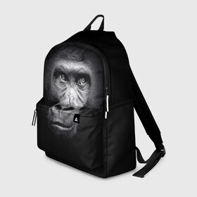 Рюкзак 3D с принтом Горилла , 100% полиэстер | лямки с регулируемой длиной, сверху петелька, чтобы рюкзак можно было повесить на вешалку. Основное отделение закрывается на молнию, как и внешний карман. Внутри два дополнительных кармана, один из которых закрывается на молнию. По бокам два дополнительных кармашка | animal | black | eyes | fauna | gorilla | gray | look | monkey | muzzle | primate | взгляд | глаза | горилла | животное | обезьяна | примат | серый | фауна | черный