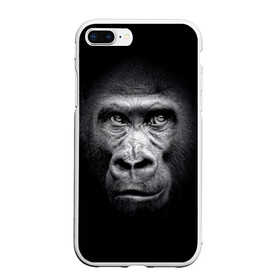 Чехол для iPhone 7Plus/8 Plus матовый с принтом Горилла , Силикон | Область печати: задняя сторона чехла, без боковых панелей | animal | black | eyes | fauna | gorilla | gray | look | monkey | muzzle | primate | взгляд | глаза | горилла | животное | обезьяна | примат | серый | фауна | черный