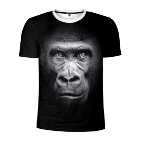 Мужская футболка 3D спортивная с принтом Горилла , 100% полиэстер с улучшенными характеристиками | приталенный силуэт, круглая горловина, широкие плечи, сужается к линии бедра | animal | black | eyes | fauna | gorilla | gray | look | monkey | muzzle | primate | взгляд | глаза | горилла | животное | обезьяна | примат | серый | фауна | черный